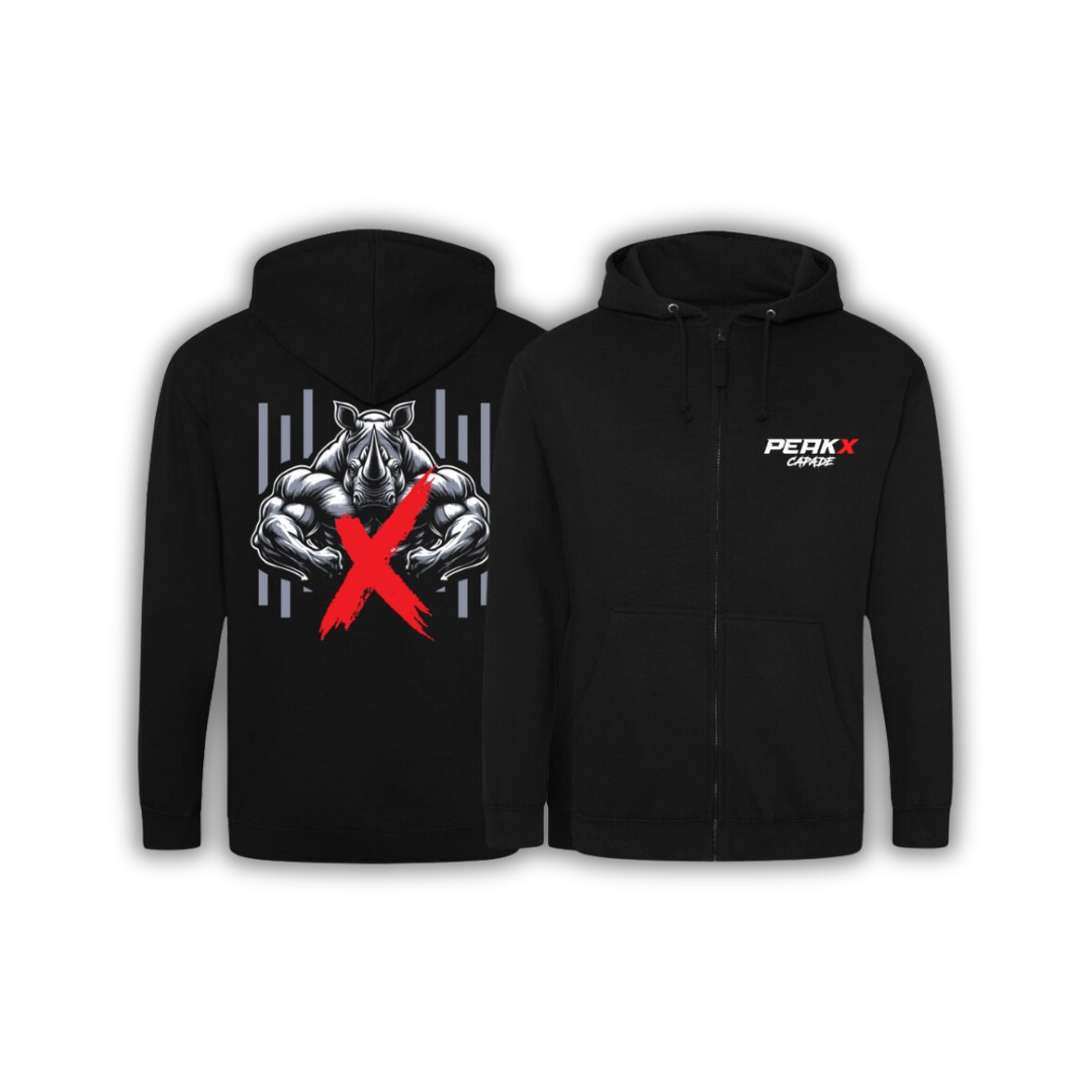 Peakxcapade Rhino Zipped Hoodie – Heavy-Duty Fit, 400 GSM Fabric